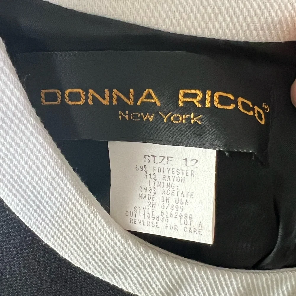 Vintage Donna Ricco black n white Sleeveless pencil slit dress size 12 - Picture 7 of 7